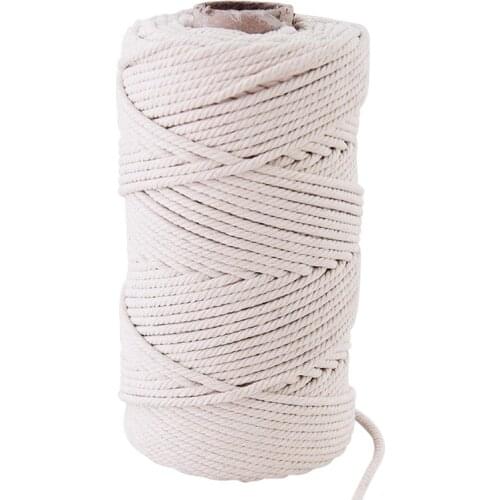 3mm/4mm Natural Handmade Cotton Twisted Cord Macrame Crochet Rope DIY Hanging Craft Making Weaving Yarn Knitting Cotton String