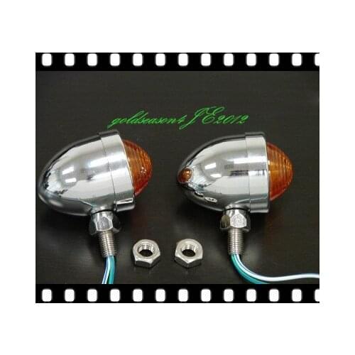 Chrome Amber Bullet TURN SIGNAL STEEL LIGHT for Harley Bobber Chopper Cruiser