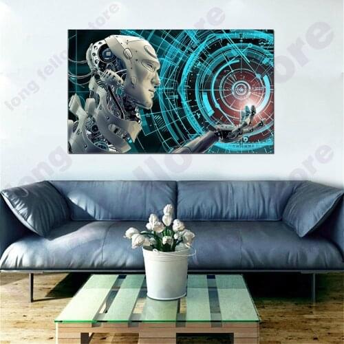 Artwork High-tech Robot Program Poster HD Print Animation Cartoon Canvas Print Wall Art Picture for Living Room Home Wall Decor