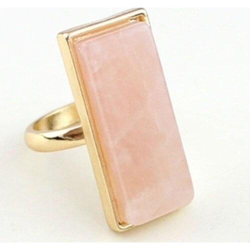 6pcs Trendy Natural Rose Quartzs Pink Rings Handmade Cut Exquisite Jewelry For Women Gift Party Engagement Wedding Rings Free