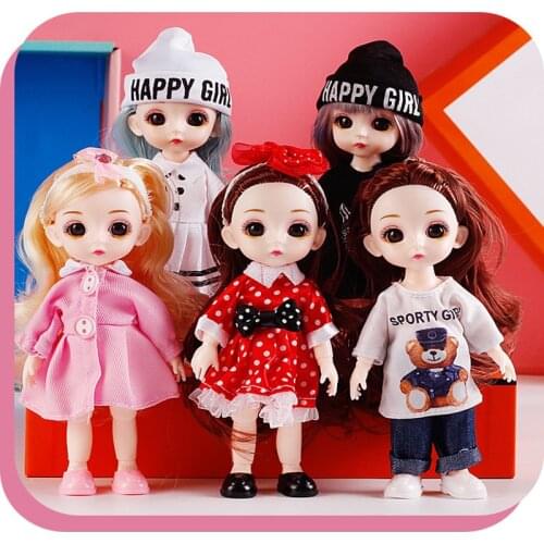 6pcs/set of 16 CM BJD Doll Set with 13 Movable Joints Gift Box Fashion Cute Makeup Girl Boy Toys Ornament Giveaway Birthday Gift