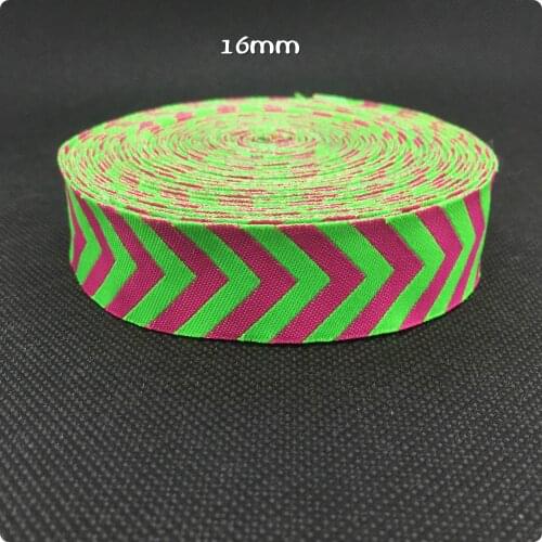 HOT!!! 2015 NEW wholesale 5/8'' 16mm Wide Green pink herringbone stripe Woven Jacquard Ribbon dog chain accessories 10yards/lot
