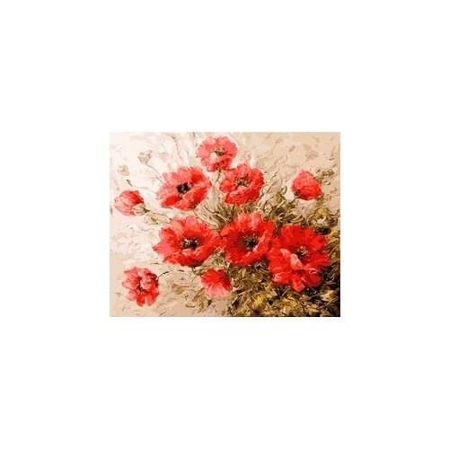 MaHuaf-X684 Red poppy flowers art picture paint on canvas diy digital oil painting by numbers home decoration craft gift 40x50