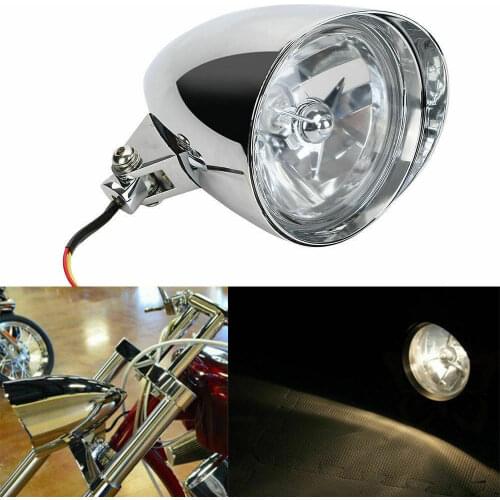 New 5-3/4" Chrome Billet Aluminum Motorcycle Headlight Bucket Halogen Bulb with Round Visor for Harley Bobber Chopper