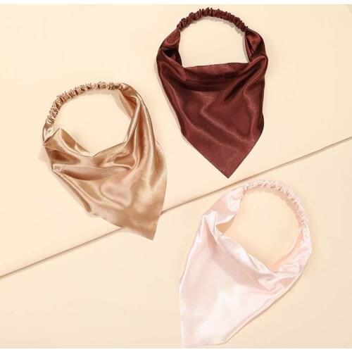 Solid Color Headband For Women Hair Scarf Chiffon Triangle Bandanas Turban Elastic Hairband Headwear Hair Accessories Ornaments
