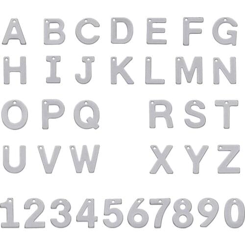 1 Set Stainless Steel Charms Letter A~Z and Number 0~9 For Necklace Bracelet Anklet Earring Jewelry Handmade Making