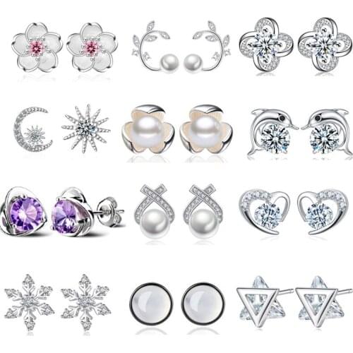 925 Sterling Silver Stud Earrings 2021 Newest Charm Leaf Gifts Jewelry for Women Girls Vintage Party Engagement Retro Brincos