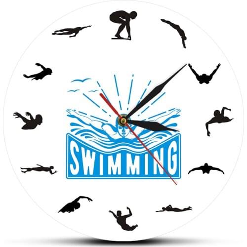 Sport Art Design Swimming Wall Clock Voyage Floating Underwater Diving Swimmer Home Decor Living Room Wall Clock Swim Coach Gift