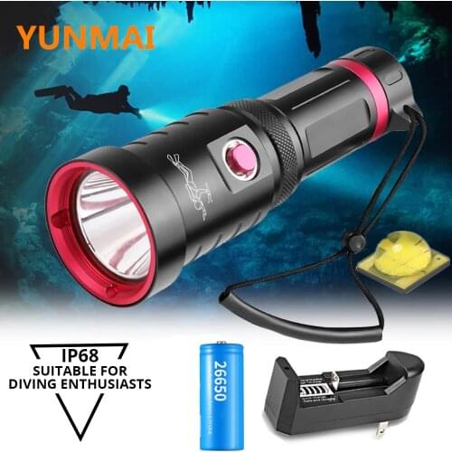 LED Diving Flashlight Super Bright P70.3 Torch Professional IPX8 Dive Lamp 150M Underwater Lantern Waterproof 26650/18650 Light