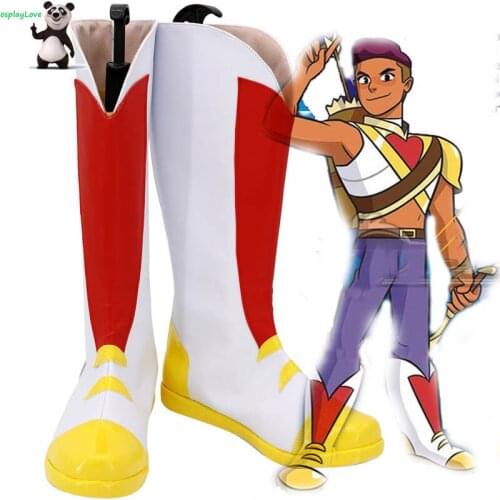 She-Ra and the Princesses of Power Bow White Golden Shoes Cosplay Long Boots Leather Custom Made For Halloween Christmas