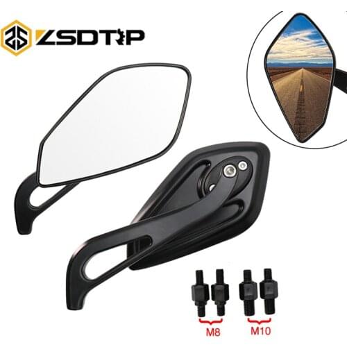 ZSDTRP Universal 10mm 8mm Motorcycle Rearview Mirrors Black Scooter Moto Side Mirrors For Honda Suzuki Yamaha KTM