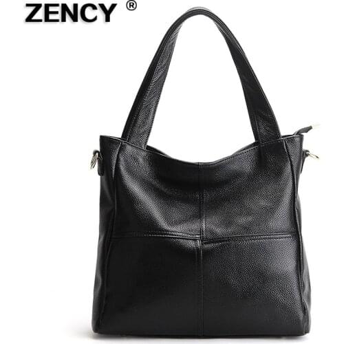 ZENCY 100% Genuine Cow Leather Women Shoulder Bags Casual Ladies Handbags Cowhide Messenger Bag Real Leather Purse Satchel Bolso