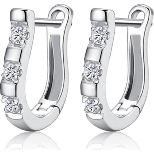 Harp Zircon Horse Shoe Earrings For Women Trend 925 Sterling Silver Party Gift Jewelry oorbellen boucle d'oreille SAE348