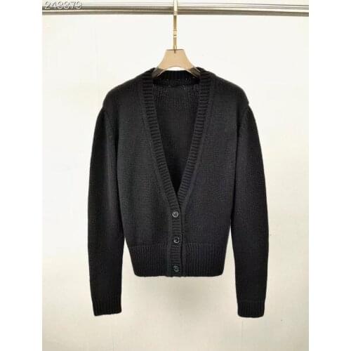 2021 Autumn Winter Elegant Classic Knitted Cardigan Sweater Woman Clothing Luxury Designer Street Single Breasted Black Sweater