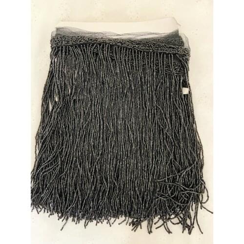 1.8 yards Black Heavy Bead Fringe Trim For Haute Couture Seed Bead Fringe Tassel Seed Beads Fringe