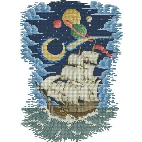 100% Egypt cotton Top Quality lovely counted cross stitch kit travel around the world by ship boat on the ocean sea