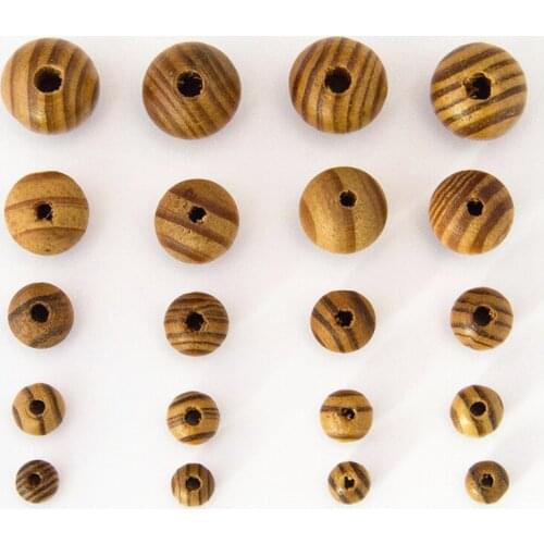 100pcs/lot 8/10/12/16/18mm Natural Round Pine Wooden Stripe Beads Loose Spacer Beads Fit DIY Jewelry Findings Making Accessories