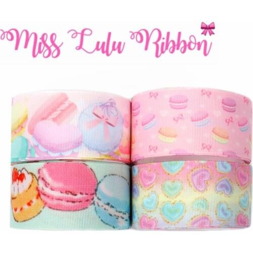 16mm-75mm Sweet Macaron Colorful Heart Watercolor Printed Grosgrain/Elastic Ribbon Dessert DIY Hair Bowknots 50yards/roll