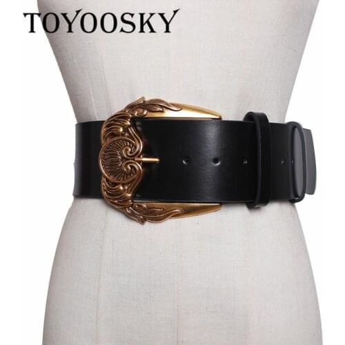 2020 Popular Women Fashion Belts For Split Leather Belt Quality Carving Buckle Waist for All-Match Lady Female Belts TOYOOSKY