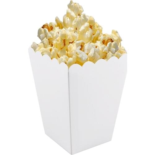 50pcs Paper Candy Cartons Popcorn Box Party Supplies White Popcorn Boxes Pop Corn Snacks Food Tub Wedding Kids Birthday Supplies