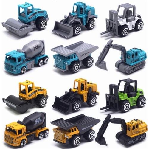 6 Styles Of Alloy Car Model Set Pull Back Inertia Car Engineering Vehicle Toy
