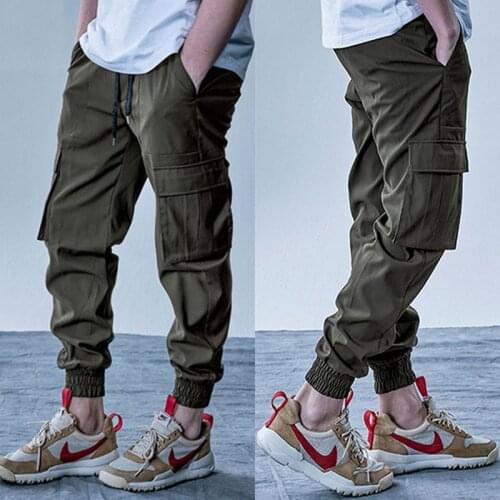 Mens Cargo Pants Elastic Multiple Pocket Military Male Trousers Outdoor Joggers Pant Joggers Trousers Fashion Harajuku Men Pants
