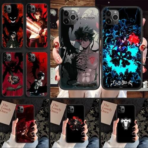 Anime Black Clover Phone Case Cover Hull For iphone 5 5s se 2 6 6s 7 8 12 mini plus X XS XR 11 PRO MAX black soft bumper art