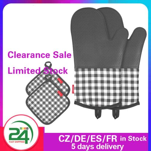 Hot Oven Mitts Kitchen Gloves Baking Non-slip Resistant Gloves Pad for Microwave BBQ Insulation Mat Kitchen Tools Potholders