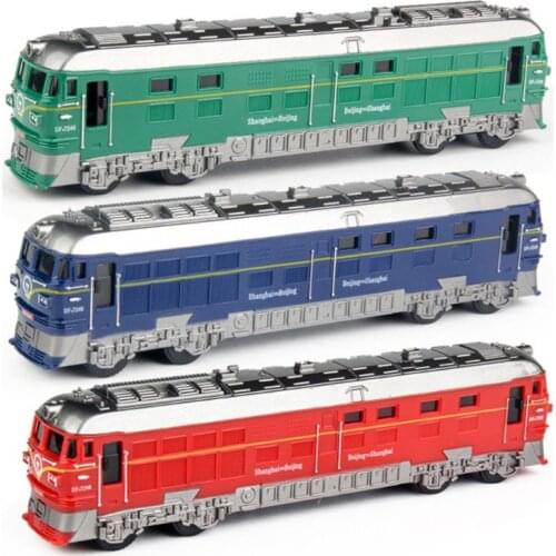 1:87 Pull Back Vehicle Toy Simulated Alloy Train Locomotive Model with Sounds and Lights for DIY