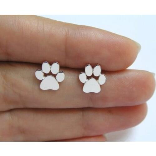 Jisensp Fashion Cute Paw Earrings for Women Bijoux Piercing Jewelry Boho Brushed Cat and Dog Print Stud Earrings Kolczyki