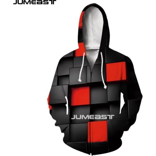 Jumeast Brand Men Women 3D Printed Lattice Shape Long Sleeve Jacket Sport Pullover Fashion Zipper Hoodies