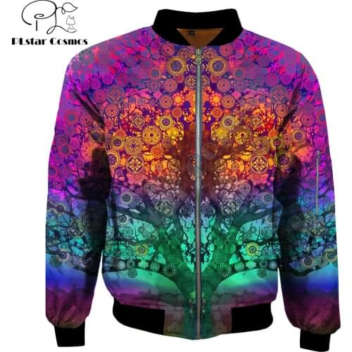 Drop shipping Fashion Mens psychedelic bomber jackets trippy pattern Printed 3d Zip Long Sleeve Pullover Unisex Zipper jacket