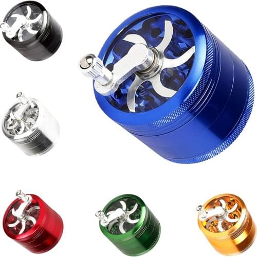 Metal Herb Spice Grinder 4 Parts Hand Crank Herbs Spice Mill Grinder Extra Storage