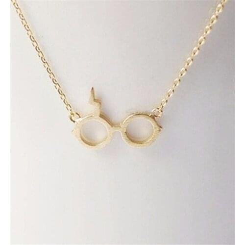 Fashion Lightning bolt Glasses Necklace Tiny Glasses Necklace Gift for Girls and women