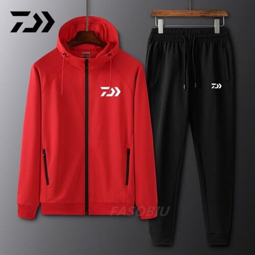Daiwa Mens Spring Autumn Fishing Clothing Sports Suit Outdoor Camping Fitness Outfit Fishing Suits Two-piece Fishing Clothes