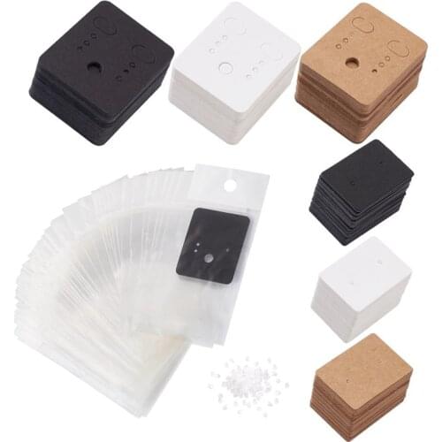 1 set Earring Display Sets Paper Earring Display Cards OPP Clear Plastic Bags Ear Nuts for Jewelry Making