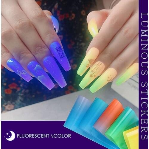 10Pcs/set Gradient Color Nail Foils Stickers Finger Nail Art Decorations for Nails Glitter Stencil Decal Nail Art Tools