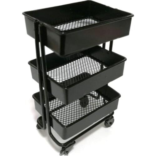 Mini Trolley Floor Storage Rack with Wheels Dollhouse Miniature Furniture Shelf