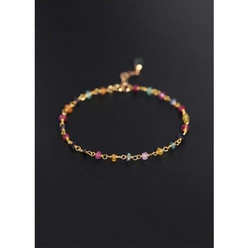 Loose beads nature sapphire roundel faceted bracelet 18cm FPPJ wholesale nature 14k plated clasp