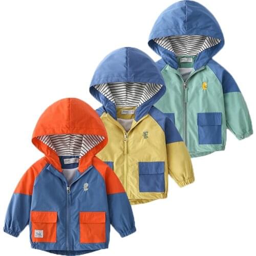 Autumn Baby Boys Coat 2021 New Cartoon Dinosaur Panelled Sports Windbreaker Jacket For Kids Children Birthday Present Outerwear