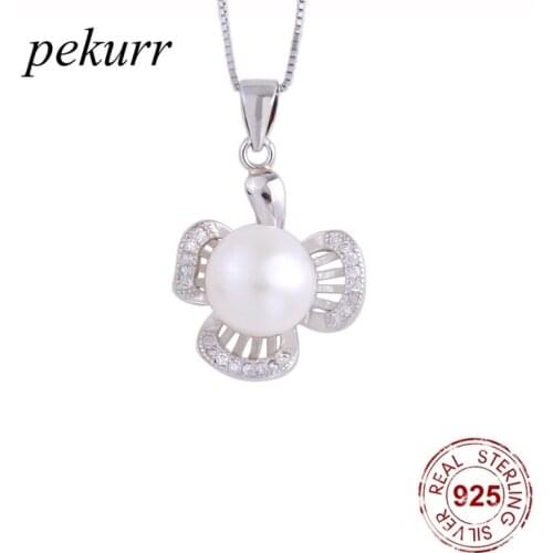 Pekurr 925 Sterling Silver Natural Freshwater Pearl 3 Leaf Clover Necklaces For Women Zircon Pendants Fashion Jewelry Gifts