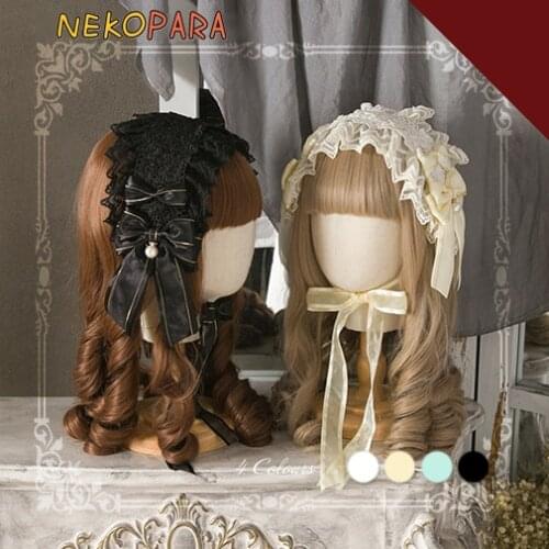 The Princess and The Pea Handmade Vintage Lace Bows Hairband KC Ribbon Elegant Lolita Sweet Daily Headband Headwear