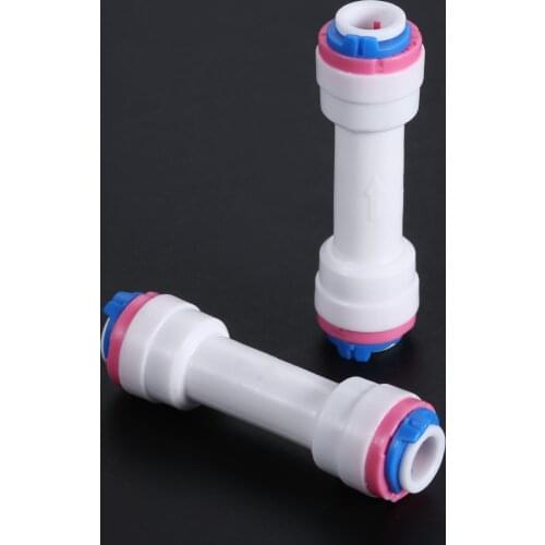 2Pc RO Water Pipe Connector Reverse Osmosis Aquarium System Fitting Equal Straight 1/4" OD Hose Check Valve Quick Coupling