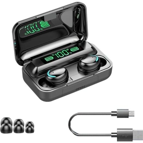 Sports Bluetooth Earphones Wireless Headphone 1200 MAh Square Box Green Screen Touch Control Wireless Earbuds Blutooth Headset