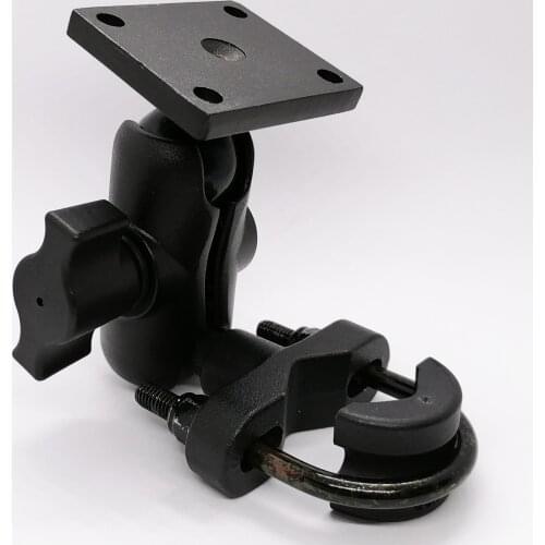 Heavy Duty Motorcycle Handlebar Rail GPS Mount Double Socket Arm with 1'' Rubber Ball Square Base Standard AMPS Hole Pattern