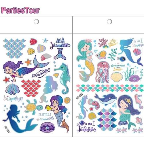 Mermaid Party Supplies Mermaid Tattoos Stickers Mermaid Birthday Party Favors Glitter Stickers Mermaid Tail Tattoos Party Decors