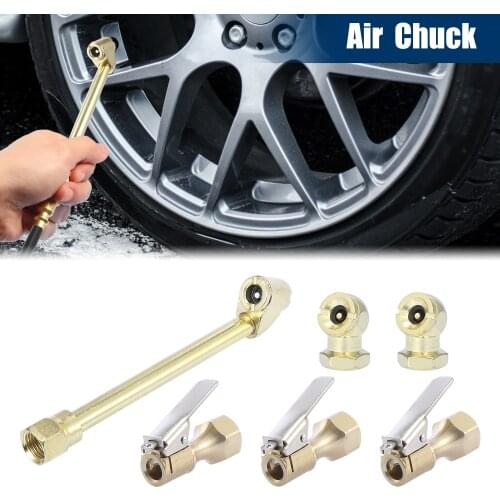 Uxcell 1 Set 1/4" FNPT Dual Head Tire Air Chuck 1/4" Closed Ball Air Chuck Open Flow Lock on Tire Chuck with Clip for Car