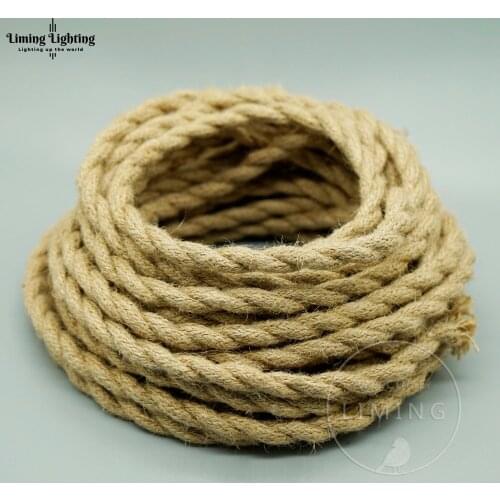 2*0.75MM Vintage Rope Woven Electrical Wire Twisted Cable Hemp Textile Electric Cord Pendant Lamp Wire Vintage Braided Fabric