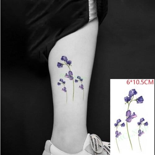Waterproof Temporary Tattoo Sticker fiower Purple lavender ins sexy Body Art Flash Tatoo Fake Tatto for Woman Men