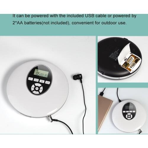 YR-Q50 Round Style CD Player Headphone HiFi Music Reproductor CD Walkman Discman Player Shockproof Lecteur CD With AUX Cable